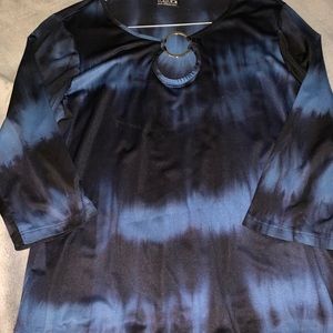 Blue and black tie dye looking shirt